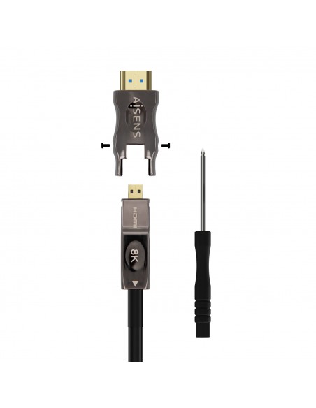 AISENS Cable Hdmi V2.1 AOC Desmontable Ultra Alta Velocidad   Hec 8K@60Hz 4K@120Hz 4 4 4 48Gbps, A M-D A M, Negro, 15M