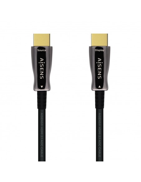 AISENS Cable HDMI V2.1 AOC Ultra Alta Velocidad   HEC 8k@60Hz 4k@120Hz 4 4 4 48Gbps, A M-A M, Negro, 15m