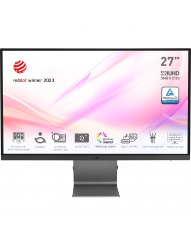 MSI Modern MD271UL pantalla para PC 68,6 cm (27") 3840 x 2160 Pixeles 4K Ultra HD Gris