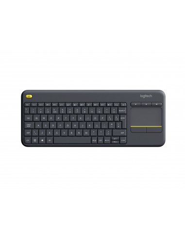 Logitech K400 Plus Tv teclado RF inalámbrico AZERTY Belga Negro