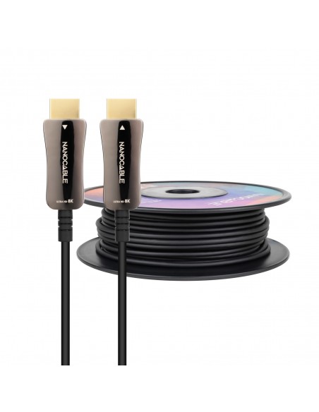 Nanocable Cable HDMI V2.1 AOC 8K@60Hz 4K@120Hz 48Gbps A M-A M, Negro, 30 m