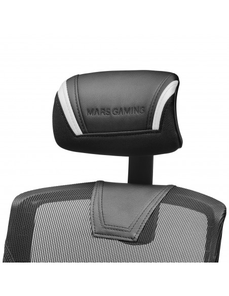 Mars Gaming MGC-ERGO Blanco Silla Gaming Ergonómica Malla Transpirable Soporte Ajustable Cervical + Lumbar + Reposabrazos