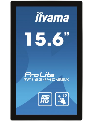 iiyama ProLite TF1634MC-B8X pantalla para PC 39,6 cm (15.6") 1920 x 1080 Pixeles Full HD LED Pantalla táctil Multi-usuario Negro