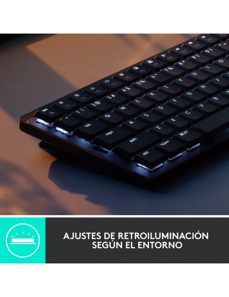 Logitech MX Mini Mechanical teclado RF Wireless + Bluetooth QWERTY Internacional de EE.UU. Grafito, Gris