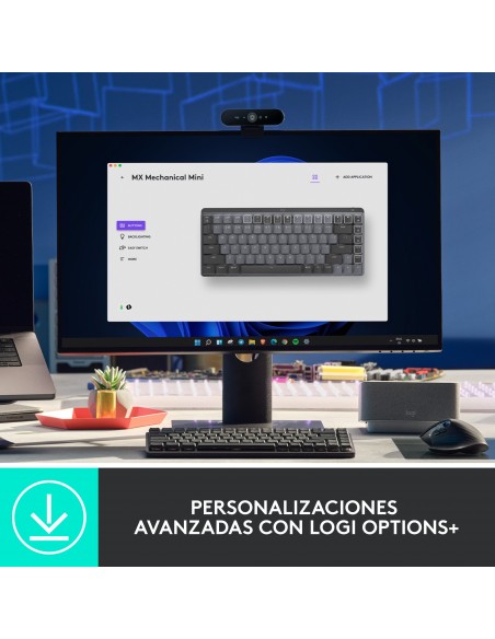 Logitech MX Mini Mechanical teclado RF Wireless + Bluetooth QWERTY Internacional de EE.UU. Grafito, Gris
