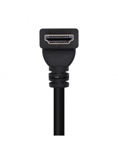 AISENS Cable HDMI V2.0 Acodado Premium Alta Velocidad   HEC 4K@60Hz 18Gbps, A M-A M, Negro, 2.0m