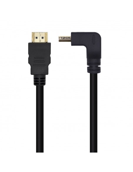 AISENS Cable HDMI V2.0 Acodado Premium Alta Velocidad   HEC 4K@60Hz 18Gbps, A M-A M, Negro, 2.0m