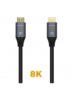 AISENS Cable HDMI V2.1 Ultra Alta Velocidad   HEC 8k@60Hz 48Gbps, A M-A M, Gris Negro, 1.0m