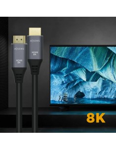 AISENS Cable HDMI V2.1 Ultra Alta Velocidad   HEC 8k@60Hz 48Gbps, A M-A M, Gris Negro, 3.0m