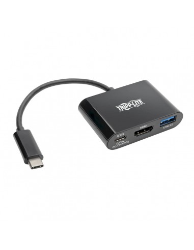 Tripp Lite U444-06N-H4UB-C Adaptador USB-C a HDMI 4K con Puerto USB-A y Carga PD, HDCP, Negro