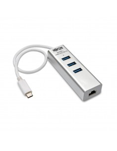 Tripp Lite Hub Adaptador Portátil USB 3.1 Gen 1, USB-C, de 3 Puertos USB-A y Puerto Gigabit Ethernet, Compatible con