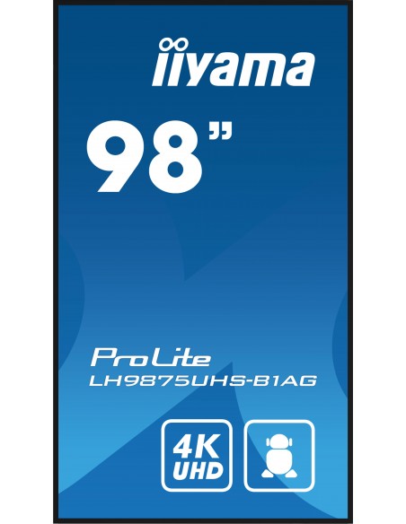 iiyama PROLITE Pizarra de caballete digital 2,49 m (98") LED Wifi 500 cd   m² 4K Ultra HD Negro Procesador incorporado Android