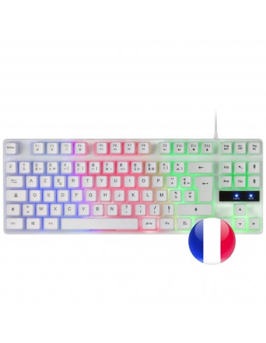 Mars Gaming MK02 Blanco Teclado Gaming H-Mech FRGB TKL Antighosting Idioma Francés