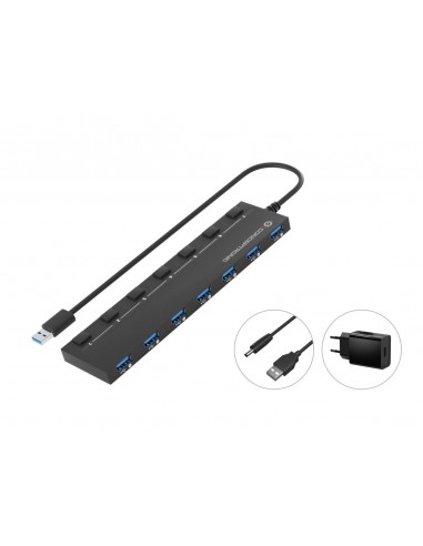 Conceptronic HUBBIES19BP hub de interfaz USB 3.2 Gen 1 (3.1 Gen 1) Type-A 5000 Mbit s Negro