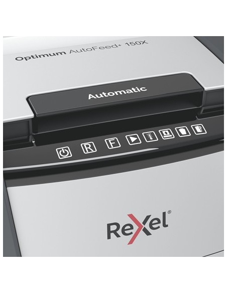 Rexel Optimum AutoFeed+ 150X A triturador de papel Corte cruzado 55 dB 22 cm Negro, Gris