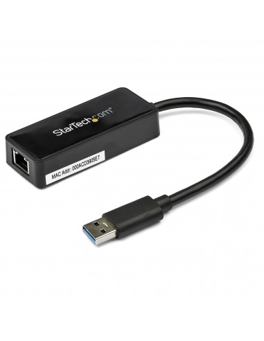 StarTech.com Adaptador Tarjeta de Red NIC Externa USB 3.0 de 1 Puerto Gigabit Ethernet RJ45 y Puerto USB - Negro