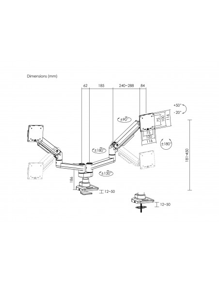 Equip 650182 soporte para monitor 88,9 cm (35") Negro Escritorio