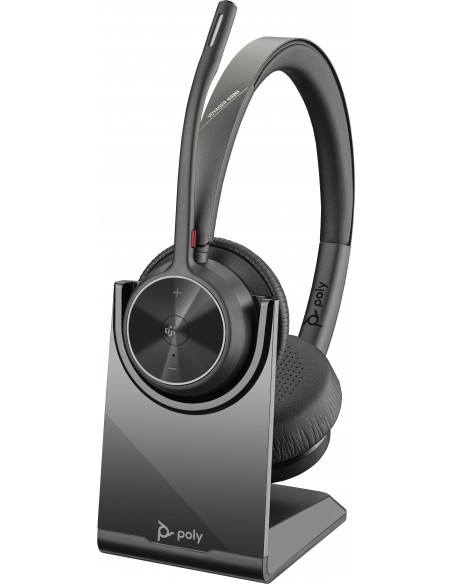 POLY Auriculares Voyager 4320-M con certificación para Microsoft Teams + llave BT700 + soporte de carga