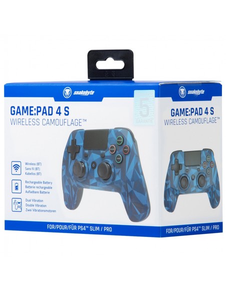 Snakebyte 4 S Wireless Azul, Camuflaje Bluetooth USB Gamepad Analógico Digital PlayStation 4, Playstation 3