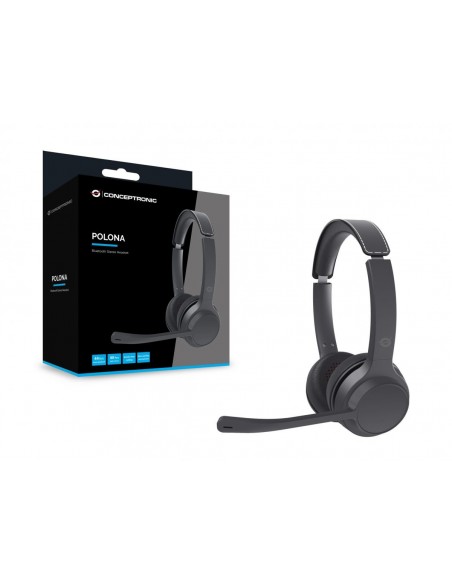 Conceptronic POLONA04B auricular y casco Auriculares Inalámbrico y alámbrico Diadema Llamadas Música USB Tipo C Bluetooth Negro