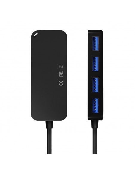 AISENS Hub USB 3.0, Tipo A M-4x Tipo A H, Negro, 60cm