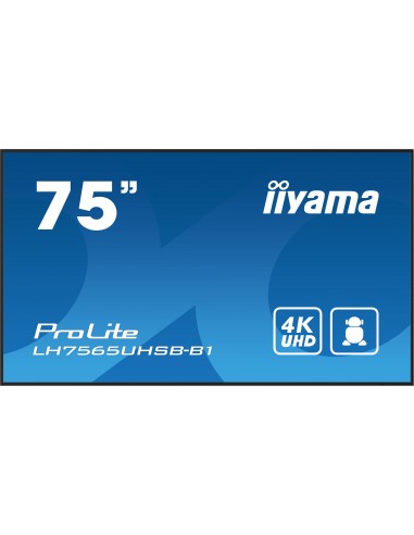 iiyama ProLite Pantalla plana para señalización digital 190,5 cm (75") LCD Wifi 500 cd   m² 4K Ultra HD Negro Procesador