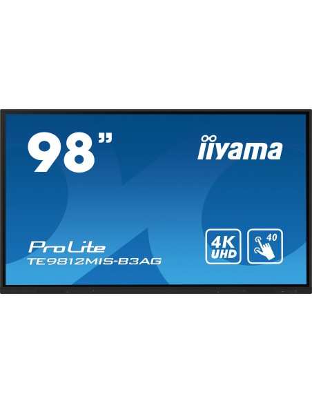 iiyama TE9812MIS-B3AG pantalla de señalización Diseño de quiosco 2,49 m (98") LCD Wifi 400 cd   m² 4K Ultra HD Negro Pantalla