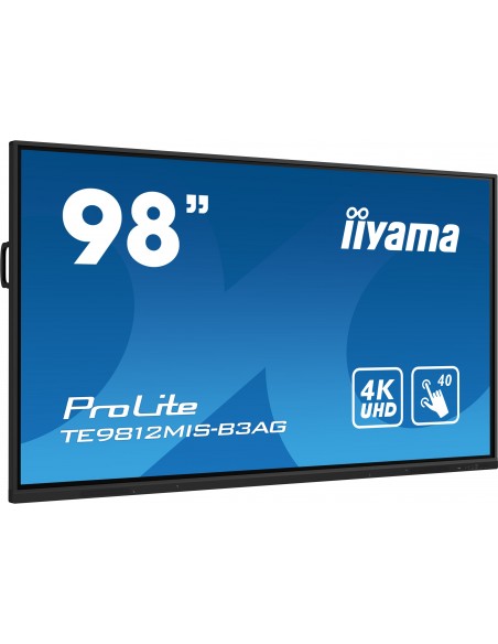 iiyama TE9812MIS-B3AG pantalla de señalización Diseño de quiosco 2,49 m (98") LCD Wifi 400 cd   m² 4K Ultra HD Negro Pantalla