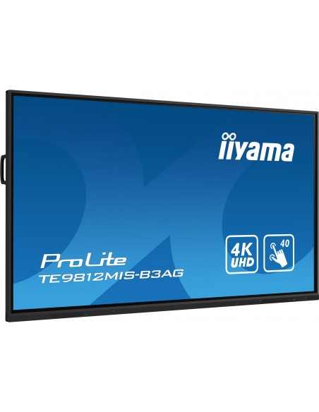 iiyama TE9812MIS-B3AG pantalla de señalización Diseño de quiosco 2,49 m (98") LCD Wifi 400 cd   m² 4K Ultra HD Negro Pantalla