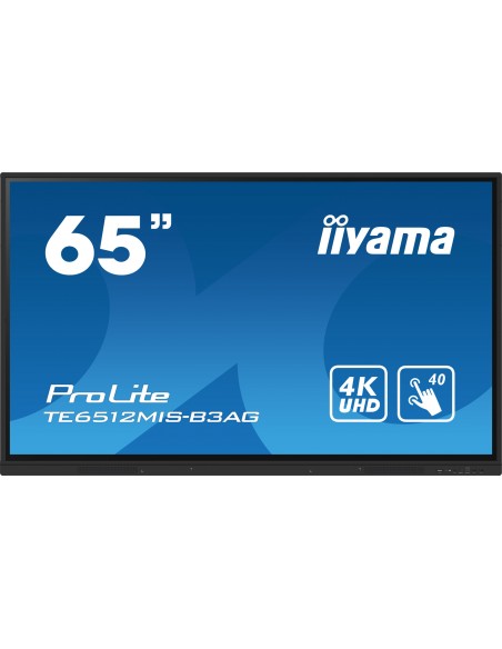 iiyama TE6512MIS-B3AG pantalla de señalización Diseño de quiosco 165,1 cm (65") LCD Wifi 400 cd   m² 4K Ultra HD Negro Pantalla