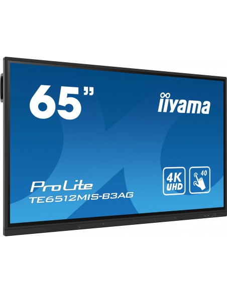 iiyama TE6512MIS-B3AG pantalla de señalización Diseño de quiosco 165,1 cm (65") LCD Wifi 400 cd   m² 4K Ultra HD Negro Pantalla