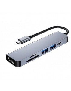 3GO HUB3UCRH4K hub de interfaz USB 3.2 Gen 1 (3.1 Gen 1) Type-C 5000 Mbit s Gris