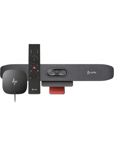 POLY Barra de vídeo USB Studio R30 con control remoto Bluetooth y base de acoplamiento HP USB-C G5 (ABB)