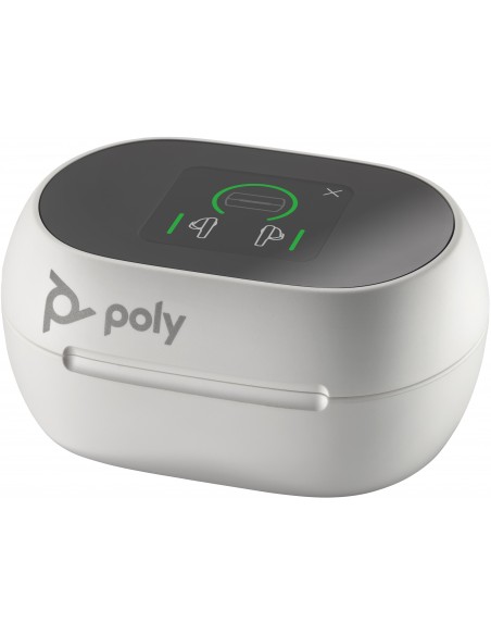 POLY Intrauriculares Voyager Free 60+ UC color Blanco Arena +Adaptador USB-C BT700 +Estuche de carga con pantalla táctil