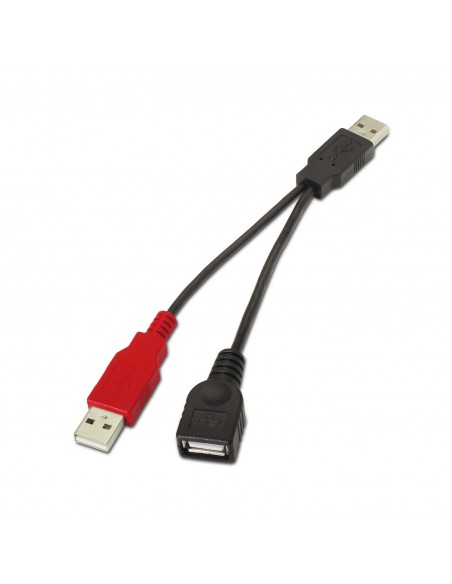 AISENS A101-0030 cable USB 0,15 m USB 2.0 2 x USB A USB A Negro, Rojo