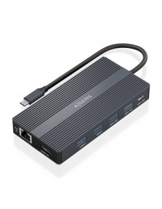 AISENS ASUC-12P017-GR base para portátil y replicador de puertos Alámbrico USB 3.2 Gen 1 (3.1 Gen 1) Type-C Gris