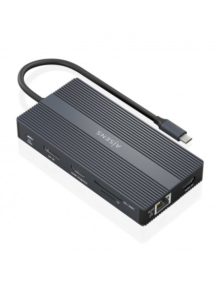 AISENS ASUC-12P017-GR base para portátil y replicador de puertos Alámbrico USB 3.2 Gen 1 (3.1 Gen 1) Type-C Gris