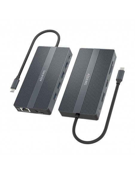 AISENS ASUC-12P017-GR base para portátil y replicador de puertos Alámbrico USB 3.2 Gen 1 (3.1 Gen 1) Type-C Gris