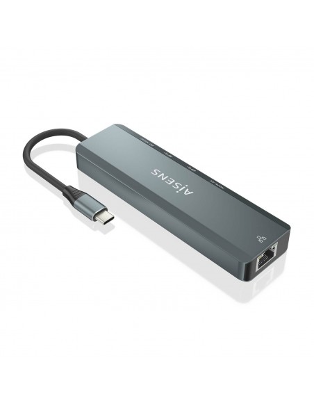 AISENS USB-C Dock 5 en 1, USB-C a 1xHDMI, 1xRJ45, 2xUSB, 1xPD, Gris, 15 cm