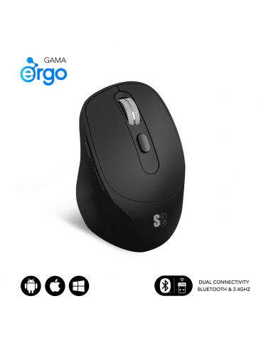 SUBBLIM Ratón CURVE ERGO DUAL MOUSE BATTERY BLACK