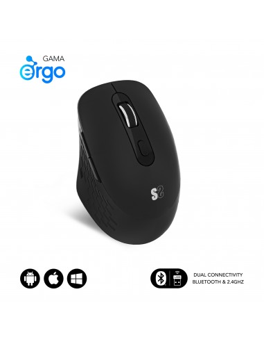 SUBBLIM Ratón CURVE ERGO DUAL MOUSE BATTERY BLACK