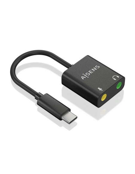 AISENS Conversor USB-C a Audio 48KHz, USB-C M-2xJack 3.5 H, Negro, 10 cm