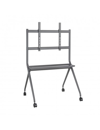 AISENS Soporte De Suelo Pro Con Rueda, 1 Bandeja Para Pantalla Interactiva TV 120kg De 50-86, Negro