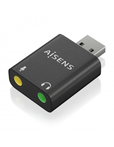 AISENS Conversor USB-A a Audio 48KHz, USB-A M-2xJack 3.5 H, Negro