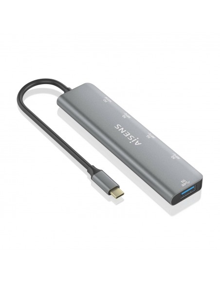 AISENS Hub USB 3.2 Gen1 5G USB-C, USB-C M-1xUSB-C PD100W H-1xUSB-C H-3xUSB-A H, Gris, 15cm