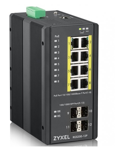 Zyxel RGS200-12P Gestionado L2 Gigabit Ethernet (10 100 1000) Energía sobre Ethernet (PoE) Negro