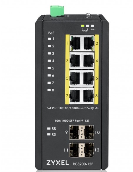 Zyxel RGS200-12P Gestionado L2 Gigabit Ethernet (10 100 1000) Energía sobre Ethernet (PoE) Negro