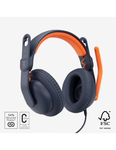 Logitech Zone Learn Auriculares Alámbrico Diadema Educación USB Tipo C Azul, Naranja