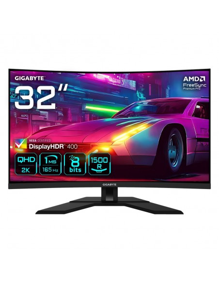 GIGABYTE M32QC 31.5" Monitor de Juego Curvo QHD - 2560 x 1440 (QHD), 1500R, 165Hz, 1ms, 350 cd m2, FreeSync Premium Pro,