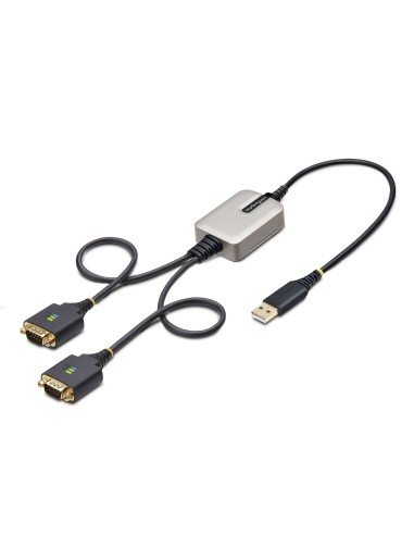 StarTech.com Cable Adaptador USB a 2 Puertos Serie de 60cm - Cable Conversor USB a Serial - Retención COM - FTDI - Protección